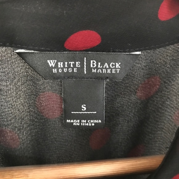 NWOT WHBM Polka Dot Tie Neck Ruffle Top - Picture 4 of 7